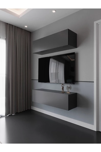 Myniture Home & Living Duvara Monte Tv Sehpası Antrasit S6113-4 ürün görseli 1