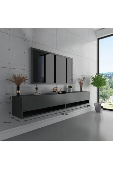 Myniture Home & Living Duvara Monte Tv Sehpası Antrasit S6102-4 - Resim 3