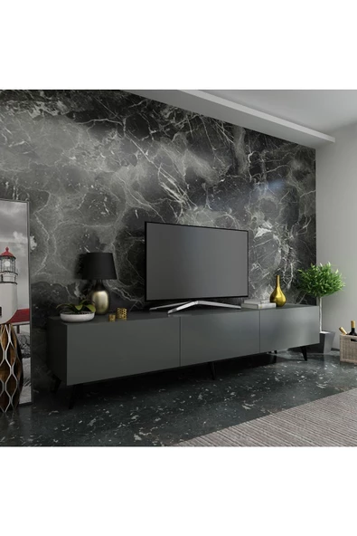 Myniture Home & Living Festival Tv Ünitesi Q3017-4 Antrasit Minifiks Bağlantı Dışarıdan Vida Gözükmez