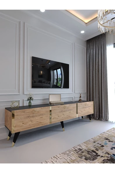 Myniture Home & Living Festival Tv Ünitesi G3017-4-6 ANT. A. ÇAM - COLOR Gold Tv Sehpası
