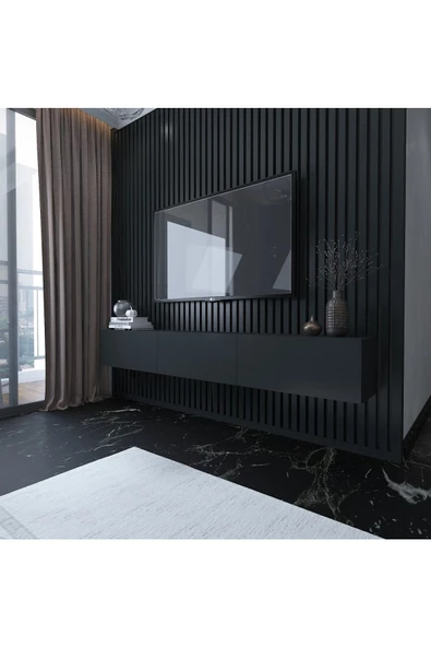 Myniture Home & Living Duvara Monte Tv Sehpası Antrasit S6204-4 ürün görseli 1