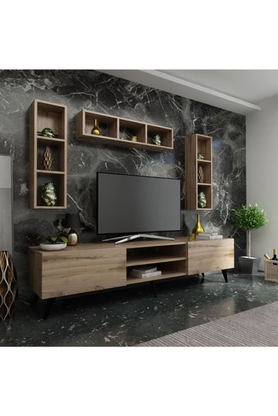 Myniture Home & Living Ideal Tv Ünitesi + Duvar Raflı Q7806-3 Çırağan ürün görseli 1