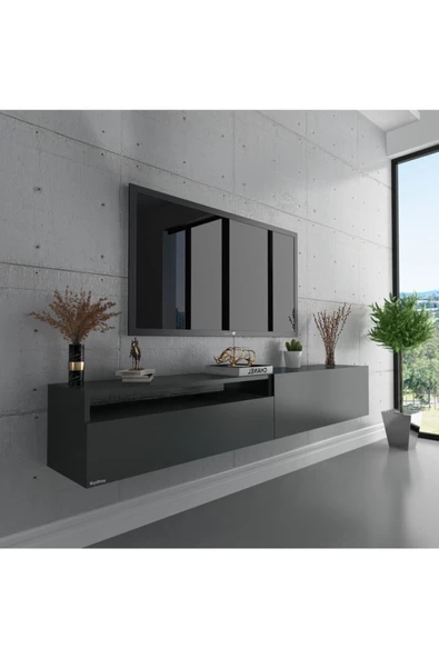 Myniture Home & Living Duvara Monte Tv Sehpası Antrasit S6110-4