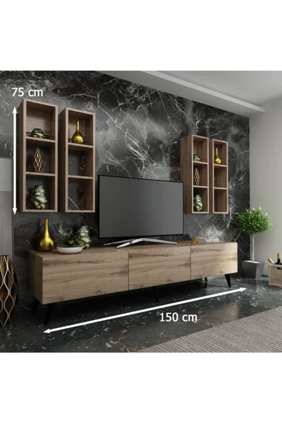 MobilyaFırsat Ideal Tv Ünitesi Duvar Raflı Q7802-3 Çırağan - 2