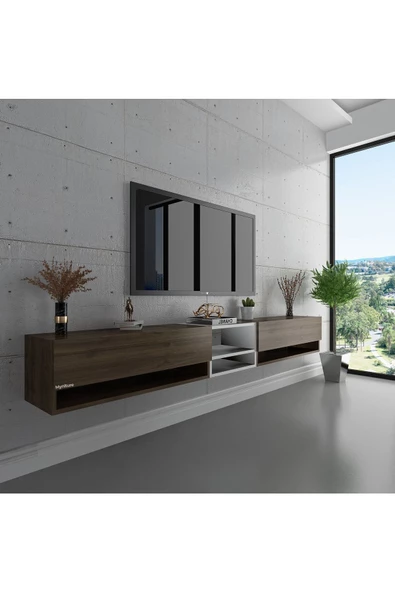 Myniture Home & Living Duvara Monte Tv Sehpası Ceviz S6104-2 ürün görseli 1