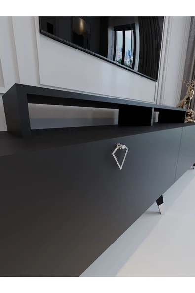Myniture Home & Living Festival Tv Ünitesi S3010-4 Antrasit Silver detaylı Minifiks Bağlantı Tv Sehpası - 4