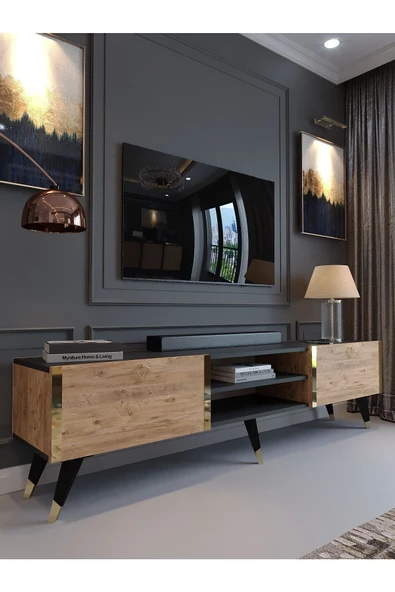 Myniture Home & Living Festival Tv Sehpası G3830-4-6 Gold Antrasit A. Çam ürün görseli 1