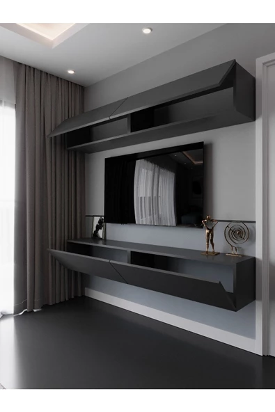 Myniture Home & Living Duvara Monte Tv Sehpası Antrasit S6112-4 - Resim 2