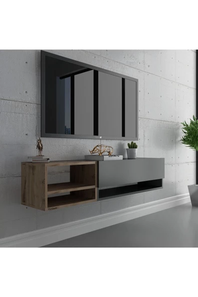 Myniture Home & Living Duvara Monte Tv Sehpası Antrasit Çırağan S6105-4
