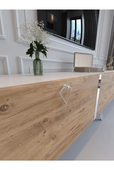 Myniture Home & Living Festival Tv Ünitesi S3017-6-1 BEYAZ. A. ÇAM - COLOR SİLVER Tv Sehpası - Resim 4