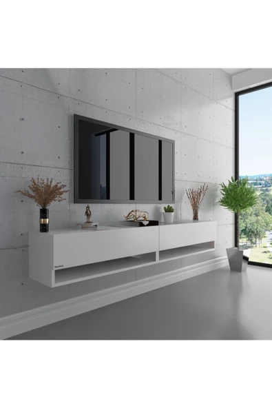 Myniture Home & Living Duvara Monte Tv Sehpası Beyaz S6102-1 ürün görseli 1