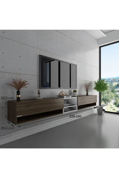 Myniture Home & Living Duvara Monte Tv Sehpası Ceviz S6104-2 - Resim 3