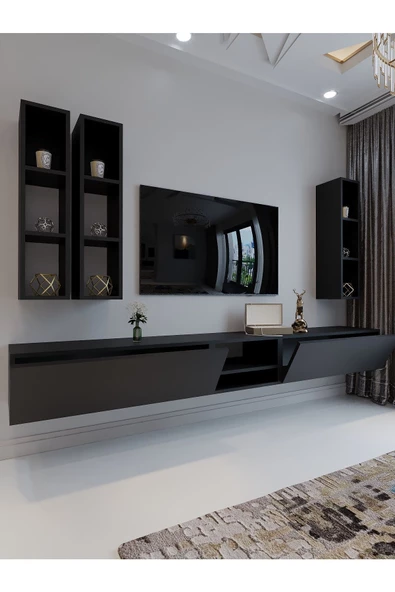 Myniture Home & Living Festival Tv Sehpası Q6404-4 225 CMAntrasit Minifiks Bağlantı Duvara Monte Tv Ünitesi - Resim 3