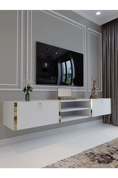 Myniture Home & Living Festival Duvara Monte Tv Sehpası Beyaz G10009-1 ürün görseli 1