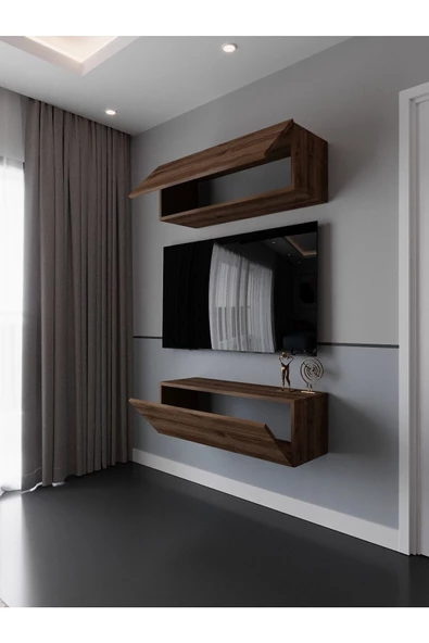 Myniture Home & Living Duvara Monte Tv Sehpası Ceviz S6113-2 - Resim 2