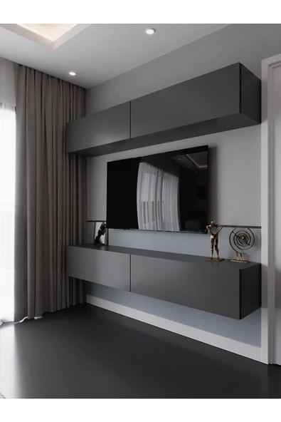 Myniture Home & Living Duvara Monte Tv Sehpası Antrasit S6112-4 ürün görseli 1
