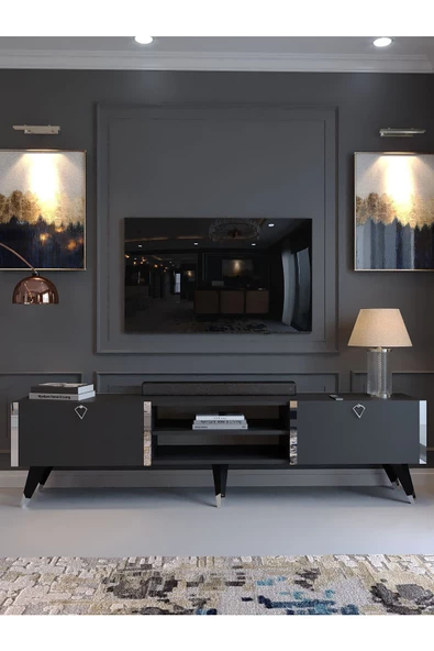 Myniture Home & Living Festival Tv Sehpası S3830-4 Silver Antrasit - Resim 2