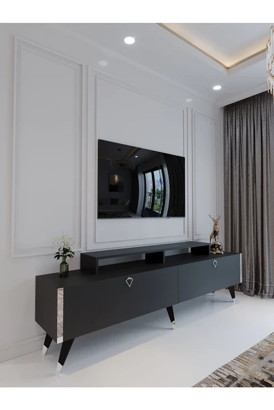 Myniture Home & Living Festival Tv Ünitesi S3010-4 Antrasit Silver detaylı Minifiks Bağlantı Tv Sehpası - 2