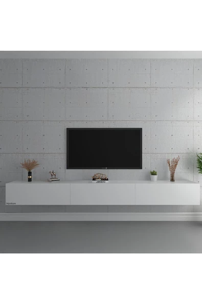 Myniture Home & Living Duvara Monte Tv Sehpası Beyaz S6108-1 - 2