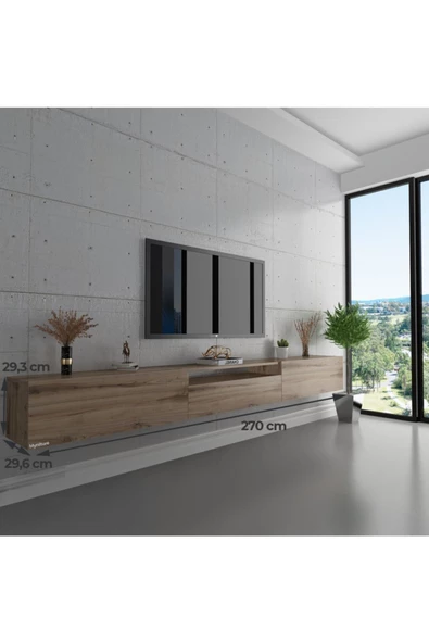 Myniture Home & Living Duvara Monte Tv Sehpası Çırağan S6109-3 - Resim 3