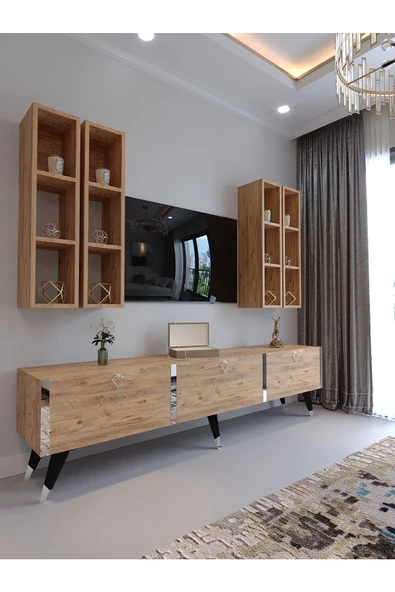 Myniture Home & Living Festival Tv Ünitesi S3002-6 ATLANTİK SİLVER COLOR Tv Sehpası ve Duvar Rafı ürün görseli 1