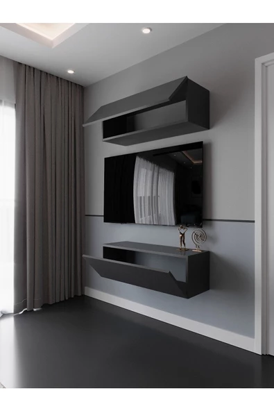 Myniture Home & Living Duvara Monte Tv Sehpası Antrasit S6113-4 - Resim 2