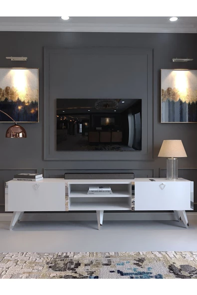 Myniture Home & Living Festival Tv Sehpası S3830-1 Silver Beyaz - 2