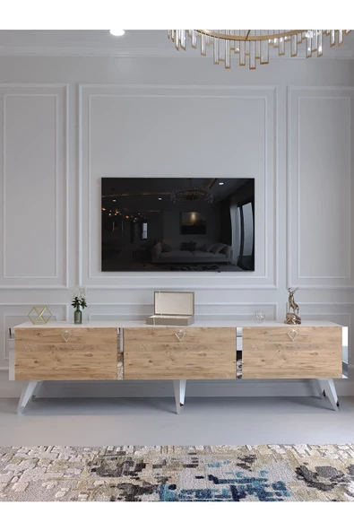 Myniture Home & Living Festival Tv Ünitesi S3017-6-1 BEYAZ. A. ÇAM - COLOR SİLVER Tv Sehpası - Resim 2