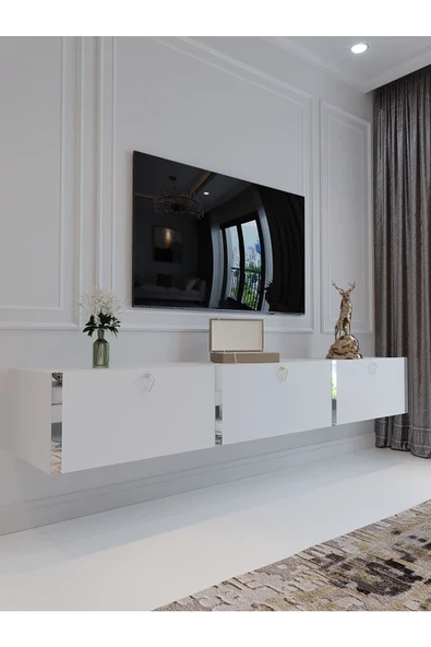 Myniture Home & Living Festival Duvara Monte Tv Sehpası Beyaz S10017-1 ürün görseli 1
