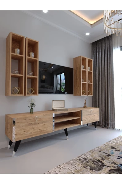 Myniture Home & Living Festival Tv Ünitesi S3001-6 ATLANTİK SİLVER COLOR Tv Sehpası ve Duvar Rafı ürün görseli 1