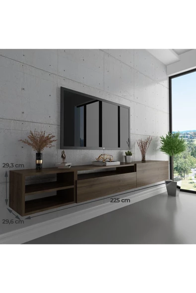 Myniture Home & Living Duvara Monte Tv Sehpası Ceviz S6111-2 - 3
