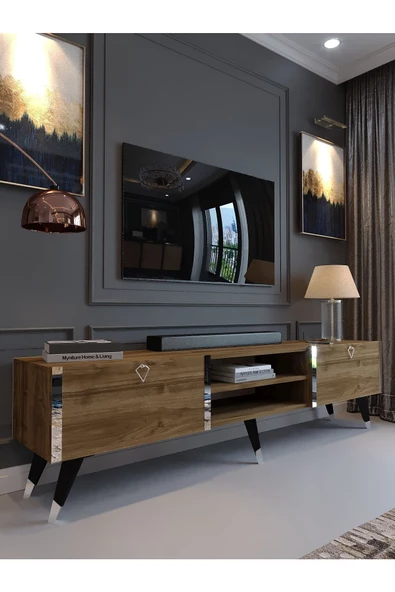 Myniture Home & Living Festival Tv Sehpası S3830-2 Silver Ceviz