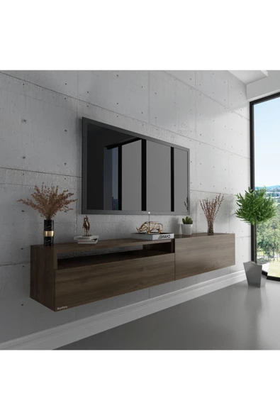 Myniture Home & Living Duvara Monte Tv Sehpası Ceviz S6110-2 ürün görseli 1