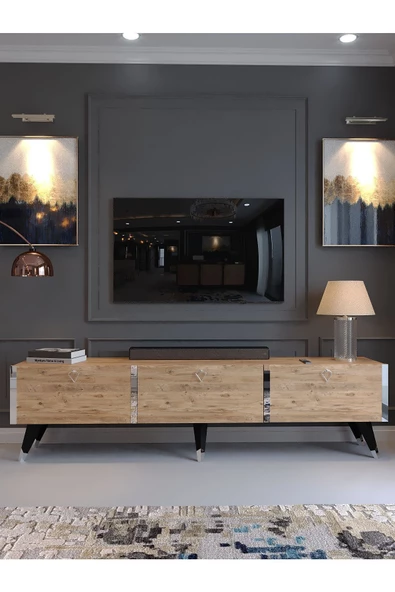 Myniture Home & Living Festival Tv Sehpası S3817-6 Silver Atlantik Çam - Resim 2