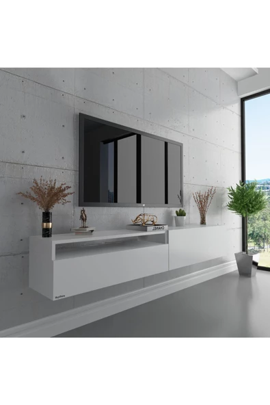 Myniture Home & Living Duvara Monte Tv Sehpası Beyaz S6110-1