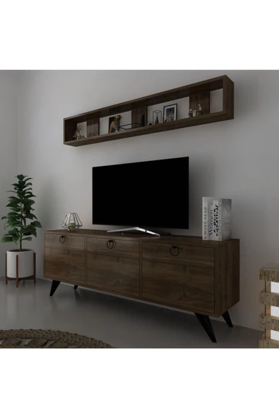 Myniture Home & Living Icon Raflı Tv Ünitesi Q3029-2 Kulplu Dolaplı Modern Tv Sehpası