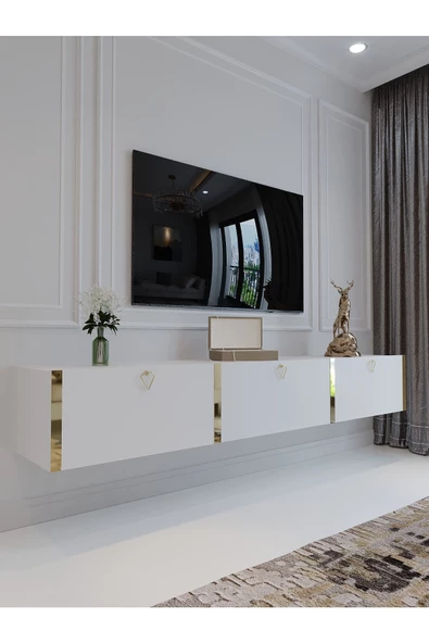 Myniture Home & Living Festival Duvara Monte Tv Sehpası Beyaz G10017-1 ürün görseli 1