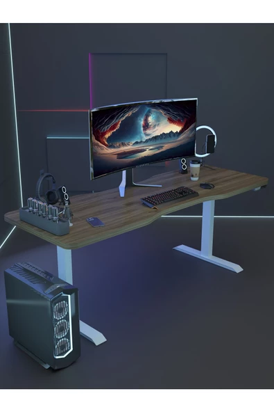 Myniture Home & Living Çift Motor Elektrikli Yükseklik Ayarlı Oyuncu Masa 36 mm Kalınlık - 180X90 cm DA50001-2-180 - 3