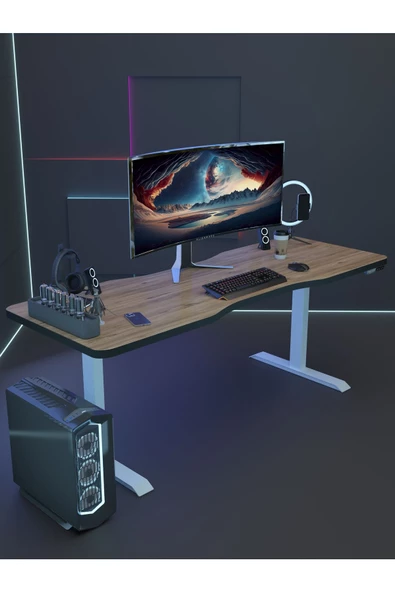 Myniture Home & Living Çift Motor Elektrikli Yükseklik Ayarlı Oyuncu Masa 36 mm Kalınlık - 180X90 cm DA50001-6-4-180 - 3