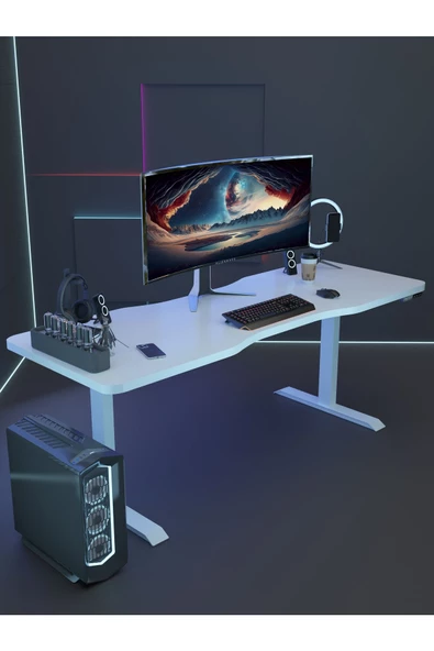 Myniture Home & Living Çift Motor Elektrikli Yükseklik Ayarlı Oyuncu Masa 36 mm Kalınlık - 140X90 cm DA50001-1-140 - 3