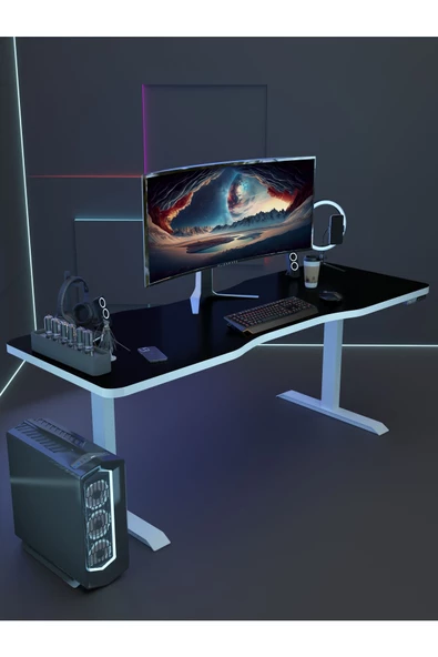 Myniture Home & Living Çift Motor Elektrikli Yükseklik Ayarlı Oyuncu Masa 36 mm Kalınlık - 180X90 cm DA50001-7-1-180 - 3