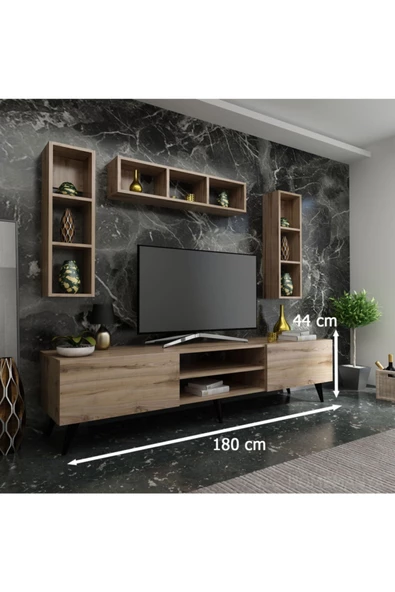 MobilyaFırsat Ideal Tv Ünitesi Duvar Rafı Q7006-3 Çırağan - Resim 2