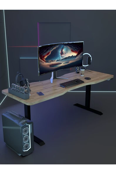 Myniture Home & Living Çift Motor Elektrikli Yükseklik Ayarlı Oyuncu Masa 36 mm Kalınlık - 140X90 cm DA50002-6-140 - 4