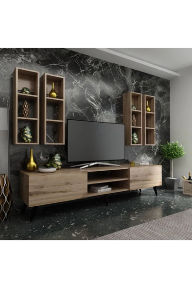 MobilyaFırsat Ideal Tv Ünitesi Duvar Rafı Q7001-3 Çırağan ürün görseli 1