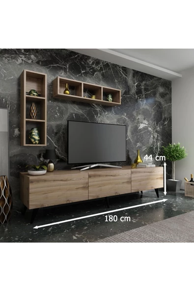 MobilyaFırsat Ideal Tv Ünitesi Duvar Rafı Q7004-3 Çırağan - 2