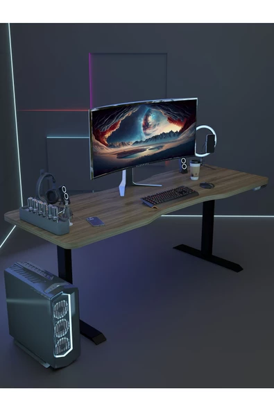 Myniture Home & Living Çift Motor Elektrikli Yükseklik Ayarlı Oyuncu Masa 36 mm Kalınlık - 160X90 cm DA50002-2-160 - 3