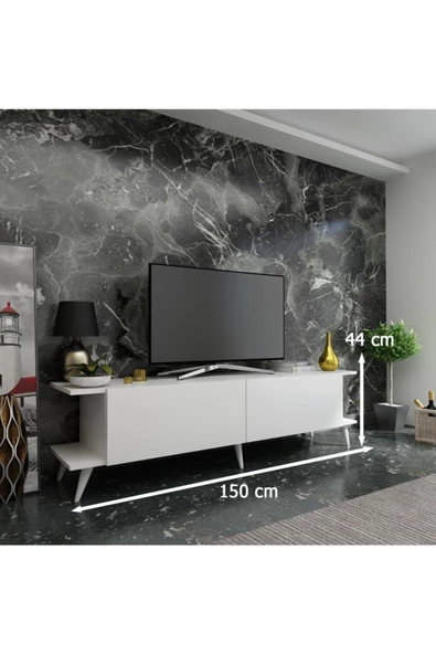 MobilyaFırsat Ideal Tv Ünitesi Q7813-1 Beyaz - Resim 2