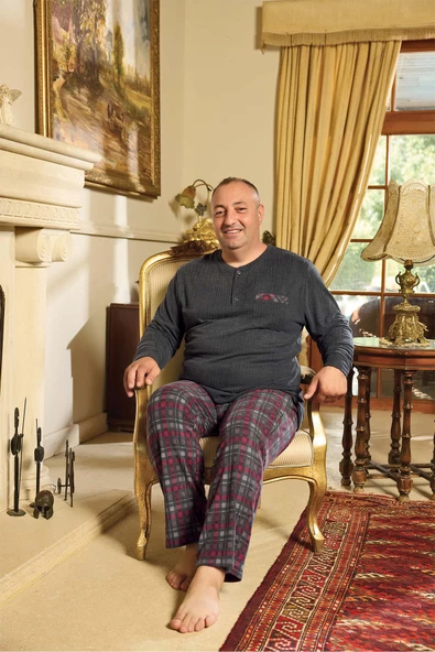 Aydoğan Erkek Emir Büyük Beden Kışlık Antrasit Pijama Takım 0786