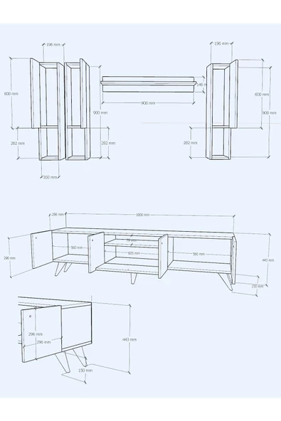 Myniture Home & Living Festival Tv Ünitesi Q3024-3 Çırağan - Resim 3