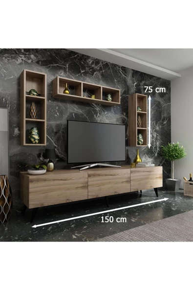 MobilyaFırsat Ideal Tv Ünitesi Duvar Raflı Q7807-3 Çırağan - 2